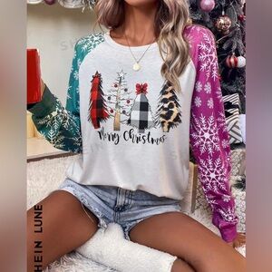 Christmas theme long sleeve tshirt| SHEIN | Large| Soft